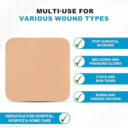 MedVance Waterproof Non-Adhesive Foam Dressing w/o Border, 6"x6", Box of 5 - size: 6"x6" Standard 5 Pack