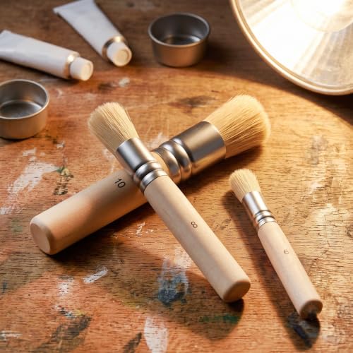 3 Pcs Wooden Stencil Brush, Ymapinc Natural Bristle Paint Brushes