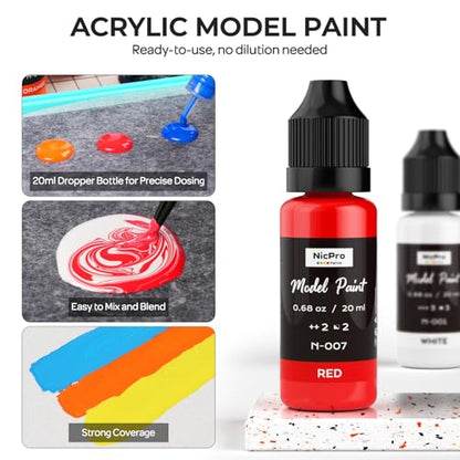 Nicpro 50 Colors Model Paint Set, 20ml Ready to Use Modeling Acrylic Paints - style: 50 Colors Set