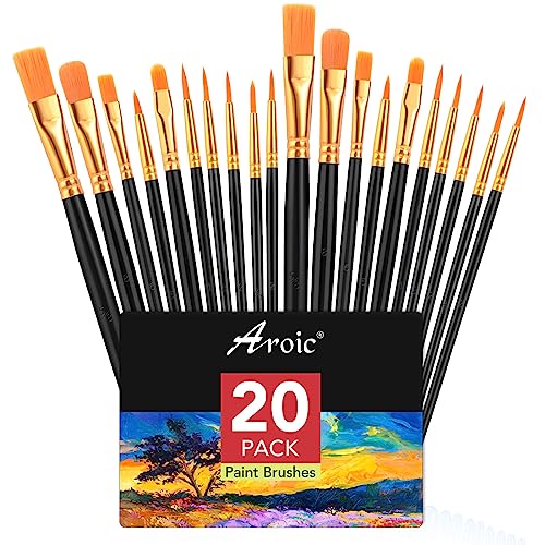 AROIC Acrylic Paint Brush Set, 2 Packs / 20 pcs Nylon Hair Brushes - size: 20pcs-blue