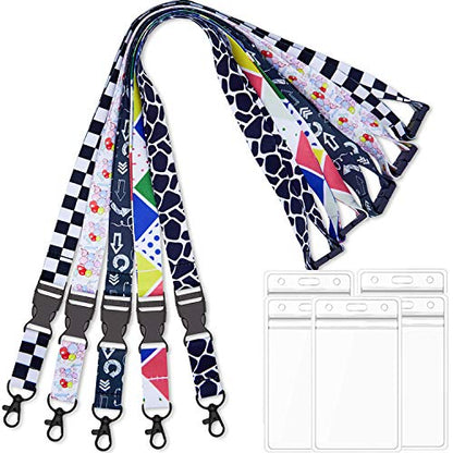 5 Pack Adjustable Lanyards Quick Release with ID Badge Holder Vertical - color: 5 Pack Lanyard With Badge Holder