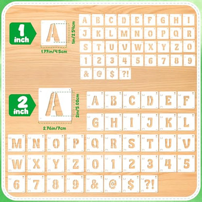 Letter Stencils, 80 Pcs Large Alphabet and Numbers Stencils (1Inch & 2Inch) - size: 1Inch&2Inch