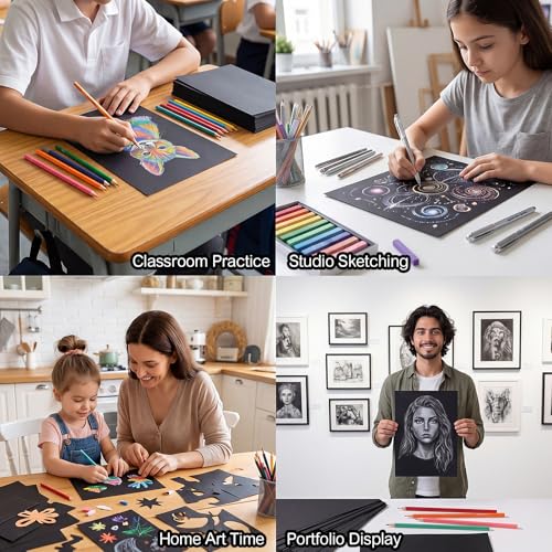 Black Cardstock Paper Pad, 30 Sheets, 230Gsm, 8.3 x 11.7 in