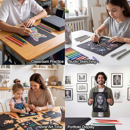Black Cardstock Paper Pad, 30 Sheets, 230Gsm, 8.3 x 11.7 in