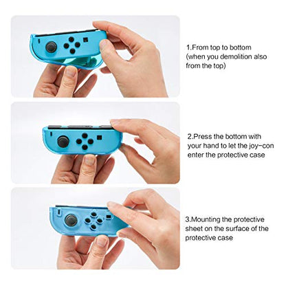 Dockable Case for Switch Console, Screen Protector & 6 Joystick Thumb Grips - color: Blue