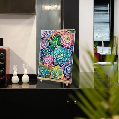 HeeBenor Framed Paint by Numbers Kit for Adults, Succulent, 8x12 Inch - color: Succulent 023