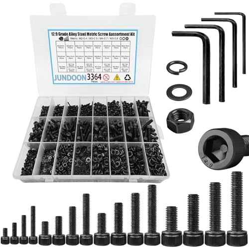 3364Pcs M2/3/4/5 Hex Socket Screw Kit with Wrenches,12.9 Grade Alloy Steel - color: 3364 M2/M3/M4/M4 Cap