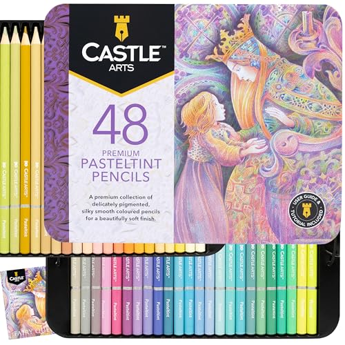 Castle Art Supplies 48 Pastel Colored Pencils for Adults - Premium Quality