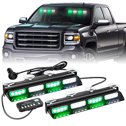 XRIDONSEN 2 in 1 2x 14 inch Strobe Light Bar - color: Green/White