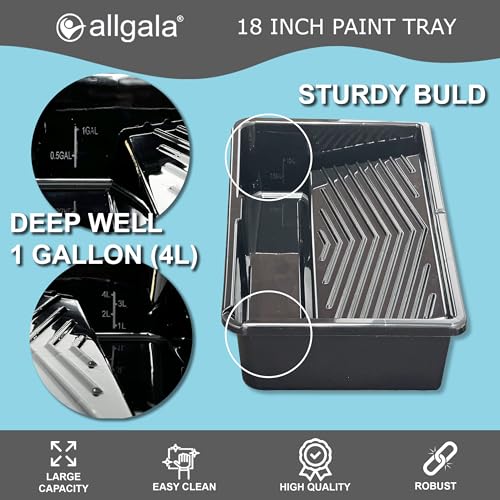 Allgala 18 Inch Paint Roller Kit Pro Grade 11 PC Set Paint Tray and Liners, Rollers and Frame, 4 FT Extension Pole - color: 11-PC Complete Kit