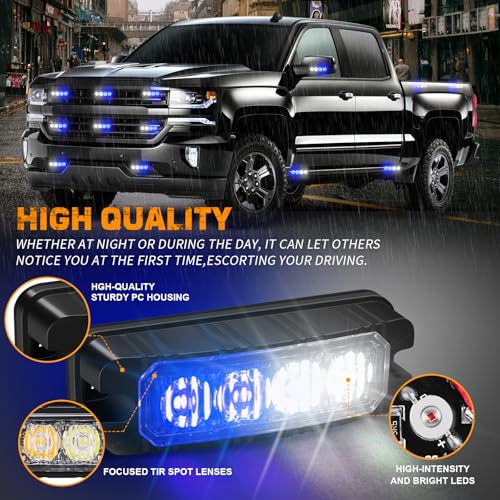 XRIDONSEN 8PCS Sync Truck Grill Strobe Lights 32 LED Grille Lights - color: Blue