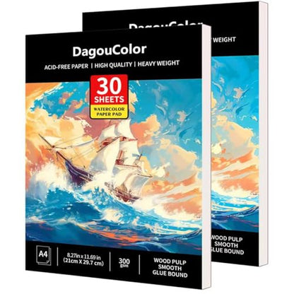DagouColor Watercolor Paper Pad, 30 Sheets - Boat Yellow, A4, 2 Pack - color: Boat Yellow