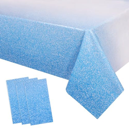 Kesfey Blue Tablecloth Birthday Light Blue Glitter Table Cloth 3 Packs - color: Ombre Bule