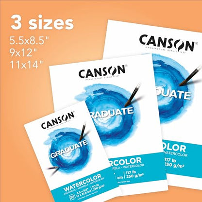 Canson Graduate Watercolor Paper Pad, 9x12 in - size: 9x12 inch