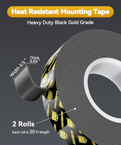 PHIXBEAR 2 Rolls Double Sided Tape Heat Resistant Heavy Duty, 0.5" x 20FT - size: 1/2" x 20FT (2 Rolls)