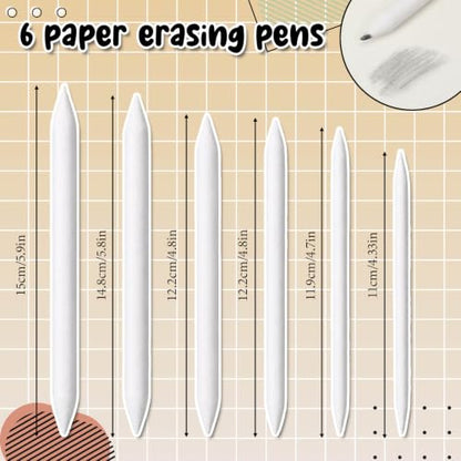 JJUNW 11 Pcs Blending Stumps for Drawing 4 Blending Pens 6 Sponge Pens