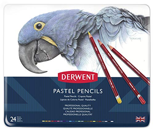 Derwent Pastel Pencils, 4mm Core, Metal Tin, 24 Count (32992) - size: 1 Count (Pack of 24)