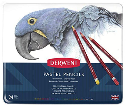 Derwent Pastel Pencils, 4mm Core, Metal Tin, 24 Count (32992) - size: 1 Count (Pack of 24)