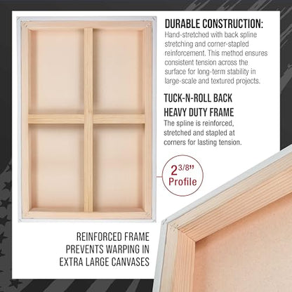 U.S. Art Supply Stretched Canvas for Painting 24" x 36" 2-3/8" Extra Deep - size: 24" x 36"