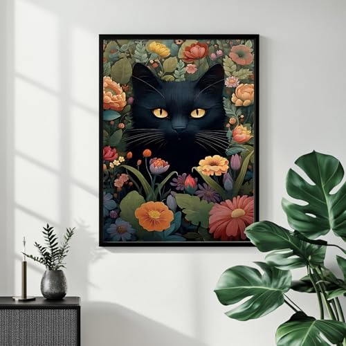 Cat Paint by Numbers Kit for Adults, 16x20 inch - color: Black Cat