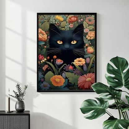 Cat Paint by Numbers Kit for Adults, 16x20 inch - color: Black Cat