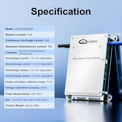 JKBMS JK-BD4A24S4P 7S-24S BMS Battery Management System, 0.4A Balance - size: JK-BD4A24S4P