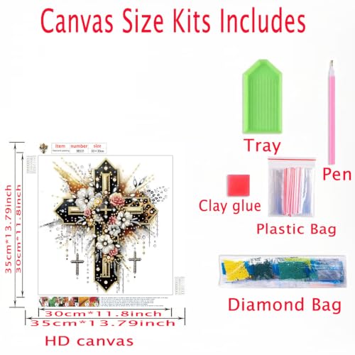Cross Special Shape Diamond Painting for Adults Beginner,Dot Art 12 x 16 In - color: DE031