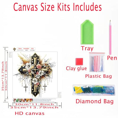 Cross Special Shape Diamond Painting for Adults Beginner,Dot Art 12 x 16 In - color: DE031