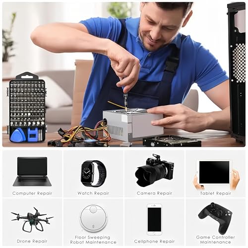 115 in 1 Precision Screwdriver Set, Mini Professional Magnetic Repair Tool Kit, Multi functional Small Screwdriver for Macbook, Phone, PC Computer, Watch, Game Console, Electronic Repair(Blue)