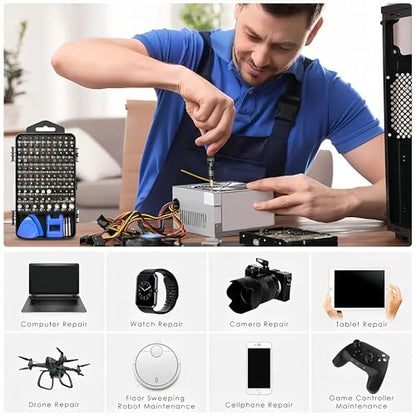 115 in 1 Precision Screwdriver Set, Mini Professional Magnetic Repair Tool Kit, Multi functional Small Screwdriver for Macbook, Phone, PC Computer, Watch, Game Console, Electronic Repair(Blue)