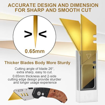 Vickay 30 Pack Box Cutter Blades, SK2 Utility Knife Blades, Razor Blades - color: Gold, size: 30 Pack