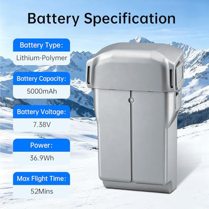 5000mAh Mini 5 Pro/4 Pro/3 Battery,(2 Pack) 52 Mins Max Flight Time Replacement Intelligent Flight Battery,Compatible with DJI Mini 5 Pro Drone - size: Battery*2