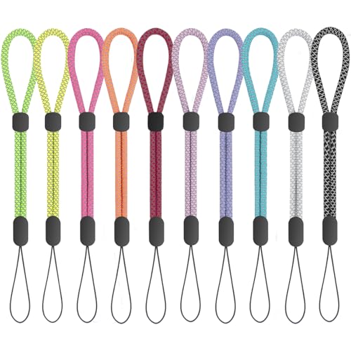 Wrist Strap Lanyard, Adjustable Phone Lanyards for Cell Phone, Camera, Flashlight, Keychain, ID Name Tag Badge - color: 10pcs-mixed Fluorescence