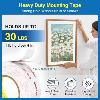 Tapsi Heavy Duty Removable Double Sided Tape, 1 Inch x 9.85 Feet