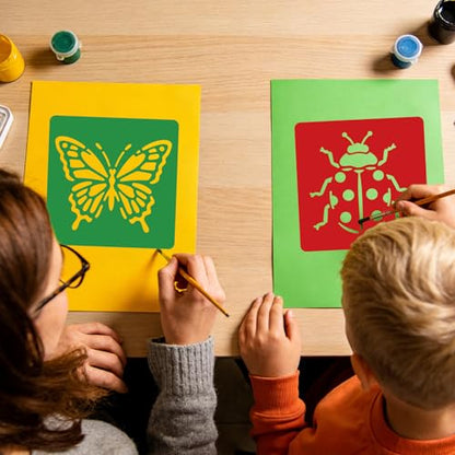 CUTHOLLOW 25 PCS Flowers and Insects Painting Shape Stencils Sets - style: 25pcs-Flowers and Insects Patterns