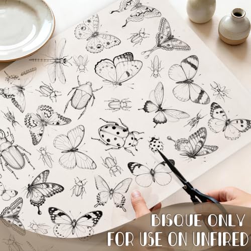 EVERJOYCRAFT 4pcs Underglaze Transfers for Pottery Butterfly Ceramic Decals - color: Insect Butterfly