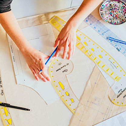 Dritz Design Ruler Trio with Styling Design, Curve & Hip Curve Rulers for Sewing