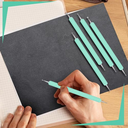 Ashmacdo 20 Pcs Dotting Tools for Painting,Ball Embossing Tool Tracing Stylus for Transfer Paper Drawing Nail Art - color: Teal