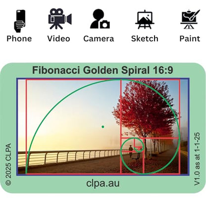 Fibonacci Golden Spiral Directors Viewfinder Card - size: Fibonacci Spiral