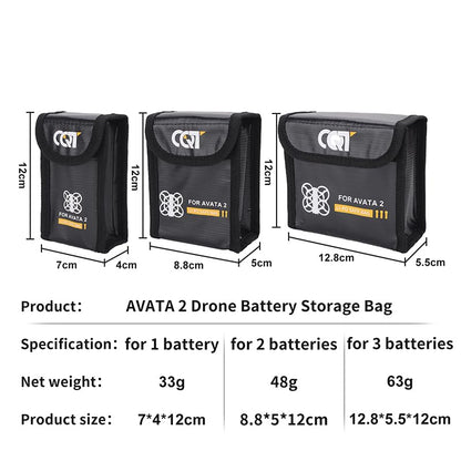 Drone Battery Storage Bag For DJI Avata 2,Explosion Proof Bag Battery Fire Safety Flame Retardant Protective Storage Bag (M) - color: M