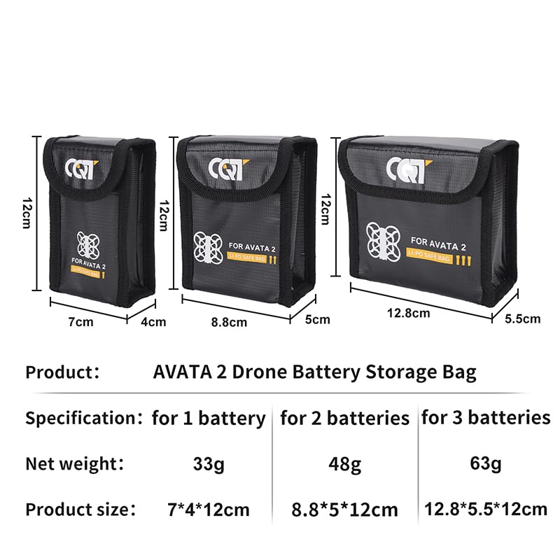 Drone Battery Storage Bag For DJI Avata 2, Battery Explosion Proof Bag Fire Safety Flame Retardant Protective Storage Bag (L) - color: L