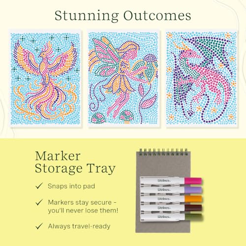 Lifelines FlowArt Mini Activity Pad, 3-Pack - Dot-by-Letter Coloring Books - size: Minis, style: 3 Pack - Enchanted Magic