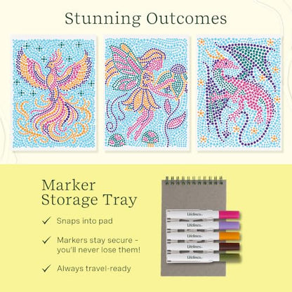 Lifelines FlowArt Mini Activity Pad, 3-Pack - Dot-by-Letter Coloring Books - size: Minis, style: 3 Pack - Enchanted Magic