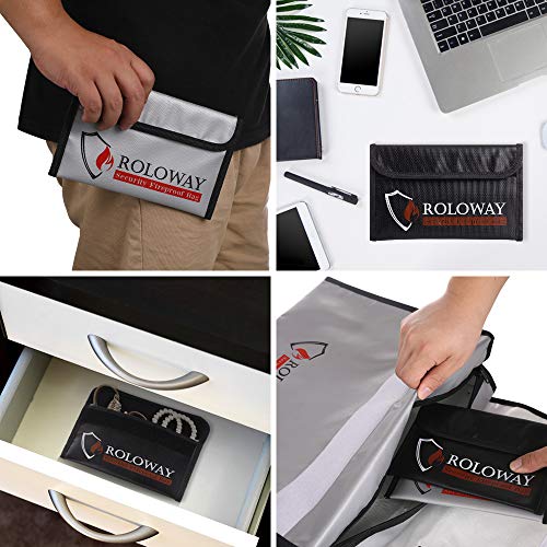 ROLOWAY Small Fireproof Bag (5 x 8 inches), Non-Itchy Fireproof Money Bag, 4-Pack