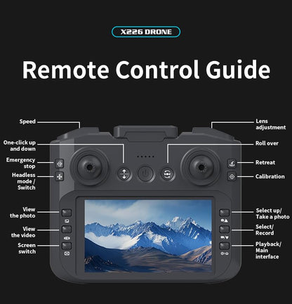 FPV drone equipped with remote controller to support first-person view flight. Built with full propeller protection guard and collision-resistant structure, easy-operation design fits beginners perfectly. Adopts optical flow positioning system and brushle