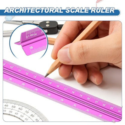 YOKIVE 2Pcs Metric Engineer Scale Ruler, (13 Inch, Rose Red) - color: Rose Red
