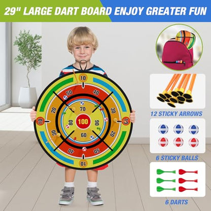 HYES 2 Pack Kids Bow and Arrow with 29" Large Dart Board & Dinosaur Target - size: 2 pack-dartboard target