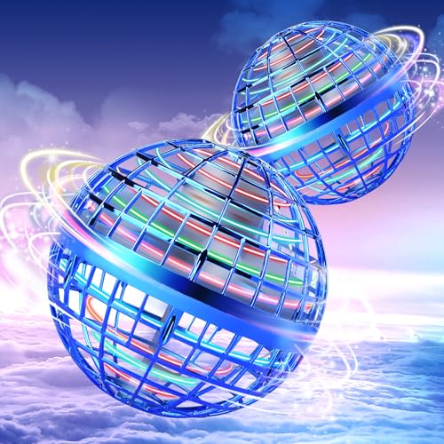 Vrainito Flying Orb Ball 2025 Upgrade, 2 Pack Hand-Controlled Flying Orb Toy, 360° Rotating Cosmic Globe Hover Ball for Kids (Blue + Blue) - color: Blue + Blue