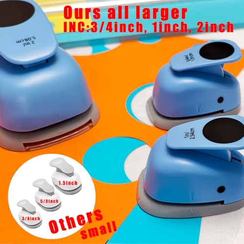 3‑Pcs Round Hole Paper Punch Set, Cutting Diameter 3/4‑inch,1‑inch,2‑inch. - size: 3 Sizes