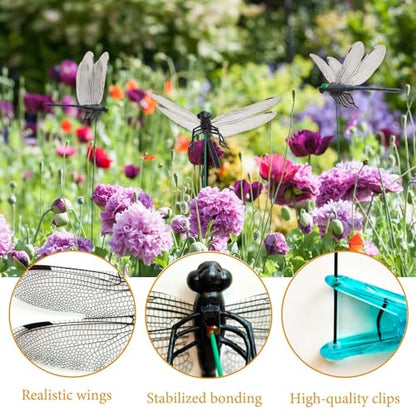 40 Pcs Black Dragon Fly Clips, Visual Predator Deterrent Fake Dragonfly - color: 40 Pcs Black